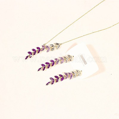 Ожерелье и серьги-гвоздики из пшеничного сплава с кубическим цирконием градиентного цвета FS-WGBA5F1-01-1