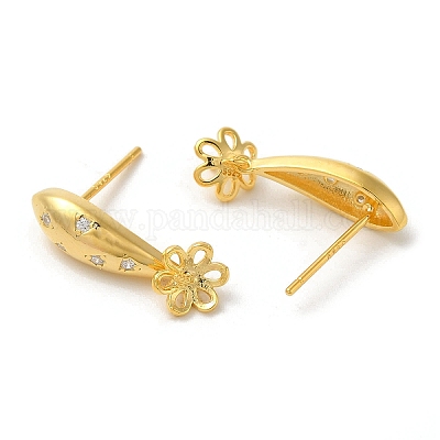 Серьги-гвоздики из стерлингового серебра 925 пробы с микропаве и фианитами в форме цветка STER-P056-12G-1