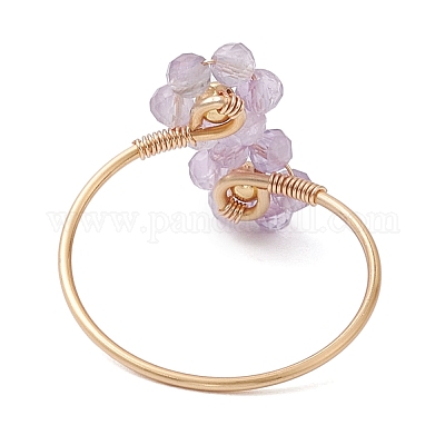 Кольца с цветочным натуральным гранатом RJEW-JR00779-1