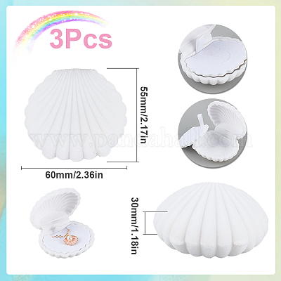 3 шт. бархатные шкатулки для хранения украшений в форме ракушки AJEW-SC0002-94-1