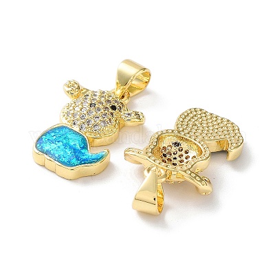 Подвески в виде щенка из латуни с микропаве и кубическим цирконием KK-C041-15G-1