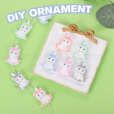 10шт 5 стиля мультяшный единорог силиконовые бусины JX696A-1