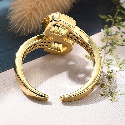 Кольца-манжеты для пальцев с покрытием из латуни с микропаве из прозрачного кубического циркония для женщин RJEW-M028-30G-05-1