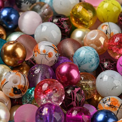 Непрозрачные с напылением стеклянные бусины DGLA-MSMC002-6mm-1