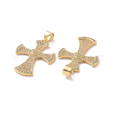 Подвески из латуни с крестообразным паве из прозрачного кубического циркония KK-G435-36G-1