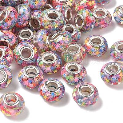 Прозрачные европейские бусины-рондель из смолы RESI-S023-07-1