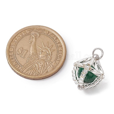 Подвески из натурального тигрового глаза (окрашенного и нагретого) и стеклянных бусин ручной работы PALLOY-MZ00469-04-1