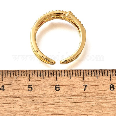 Латунные кольца-манжеты с микропаве и прозрачным цирконием для женщин RJEW-U040-02G-01-1