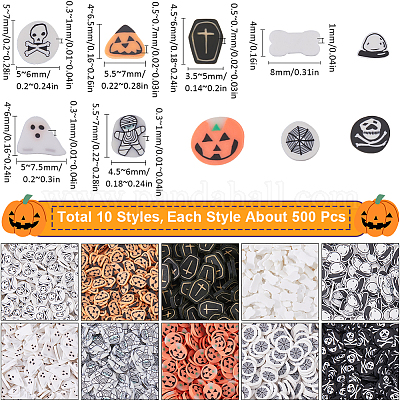 115 г 10 стиля кабошоны из полимерной глины ручной работы на тему Хэллоуина CLAY-SC0002-02-1