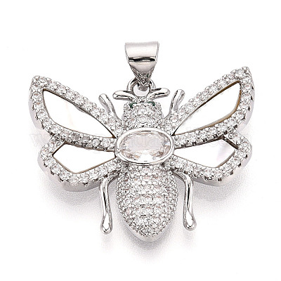 Латунные микропаве прозрачные подвески с фианитом KK-N268-61P-1