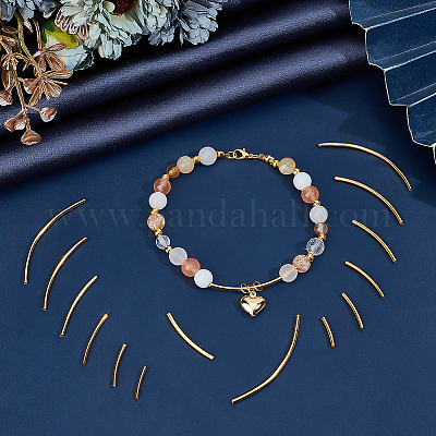 240 шт. 6 стиля латунные изогнутые трубчатые бусины KK-PH0012-26-1