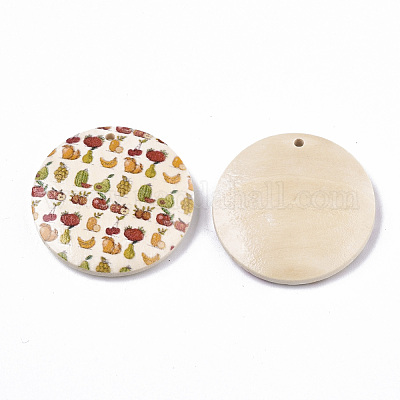 Подвески из дерева с принтом фруктов WOOD-S045-103A-07-1