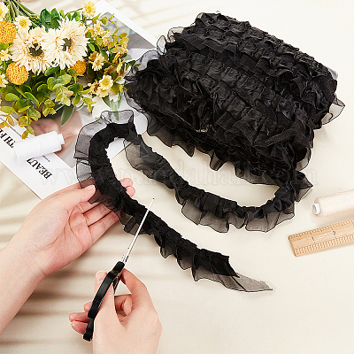 Атласный шифон с двойной кружевной отделкой и оборками OCOR-WH0047-32A-1