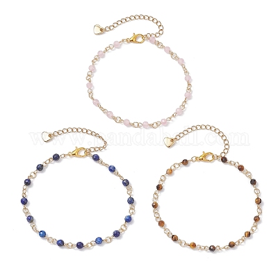 3 шт. 3 стиля браслетов из натуральных смешанных драгоценных камней и ограненных круглых бусин кошачьего глаза для женщин и мужчин BJEW-JB12507-1
