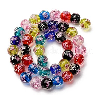 Светящиеся бусины ручной работы из искусственного песка в технике лэмпворк LAMP-B028-03R-10mm-1