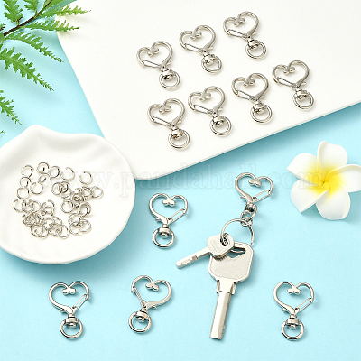 40 шт. поворотные карабины из цинкового сплава в форме сердца FIND-SP0001-20G-1
