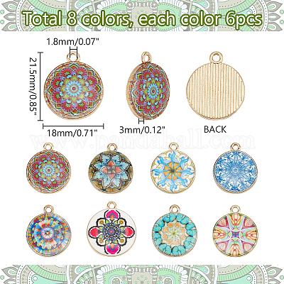 48шт 8 цвета подвески из сплава с принтом FIND-PH0021-12-1