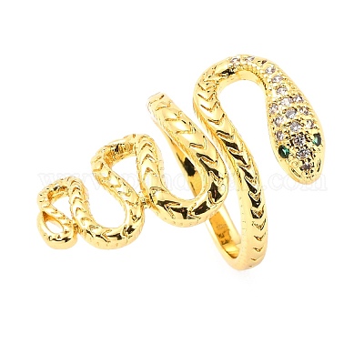Латунные микро проложить манжеты кольца кубического циркония RJEW-F116-02G-1