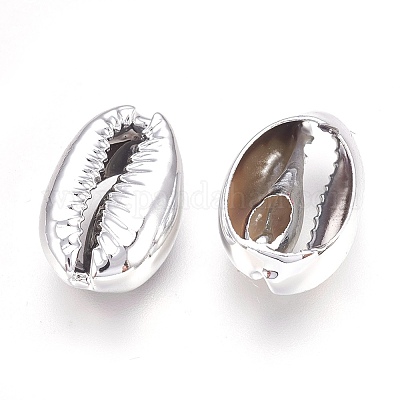 Бусины из ракушек с гальваническим покрытием BSHE-O017-13P-WH-1