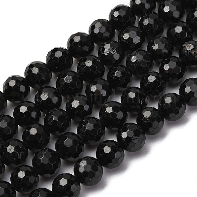 Натуральный черный турмалин бисер нитей&nbsp;G-S345-8mm-002-1