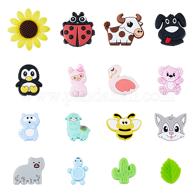 16шт 16 стильные силиконовые бусины SIL-DC0001-17-1