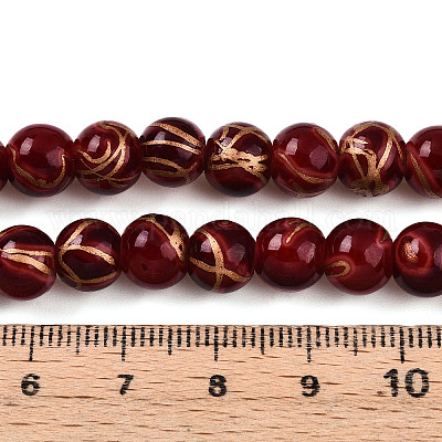 Выпечка окрашенные стеклянные бусины пряди DGLA-N010-8mm-07-1