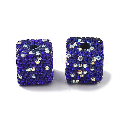 Бусины из полимерной глины в форме куба со стразами CLAY-NH0001-08-1