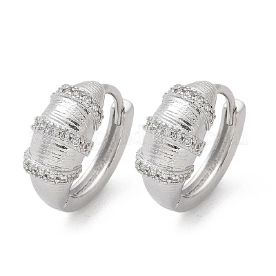 Серьги-кольца из латуни с прозрачным фианитом EJEW-Q014-21P-1