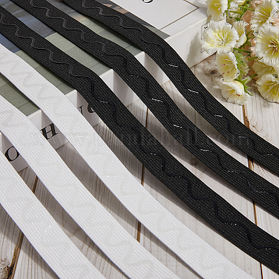 10м 2-цветные полиэстеровые нескользящие силиконовые эластичные захватные ленты для шитья одежды&nbsp;SRIB-GF0001-48-1