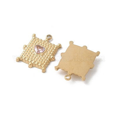 Подвески из нержавеющей стали 304 со стразами светло-розового цвета STAS-Z122-52G-1