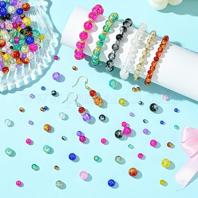 400 шт. 4 вида стеклянных бусин с эффектом кракле CCG-YW0001-20A-1