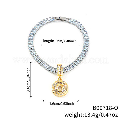 Модные латунные браслеты с подвесками из прозрачных кубических цирконий с микропаве&nbsp;AF9298-15-1