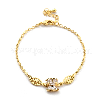 Латунные браслеты с микропаве из чистого кубического циркония BJEW-U020-12G-1