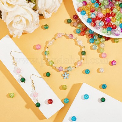 Окрашенные прозрачные стеклянные бусины кракле CCG-X0005-B-1