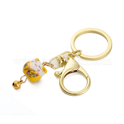 Фарфоровый брелок с кулоном кота удачи KEYC-G064-03B-1