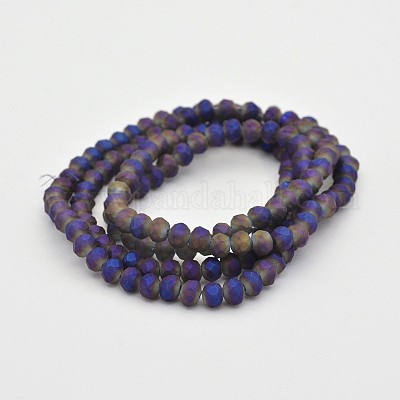 Полная радужная граненая нить стеклянных бусин рондель EGLA-J054-4x3mm-FR02-1