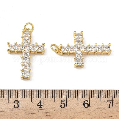 Латунные микропаве прозрачные подвески с фианитом KK-L257-13G-1