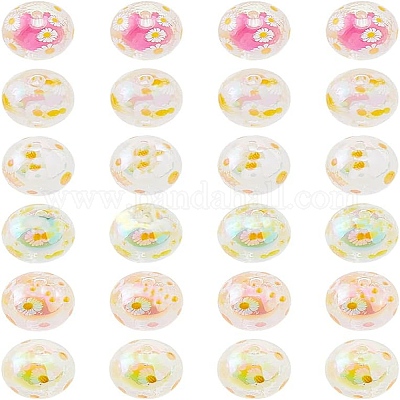 24 шт. 6-цветные прозрачные акриловые бусины с УФ-покрытием&nbsp;TACR-DC0001-11-1