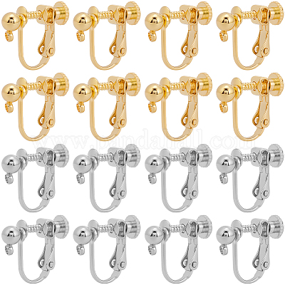 28 шт. 2-х цветная фурнитура для сережек-клипс из нержавеющей стали 316 EJEW-BBC0001-84-1