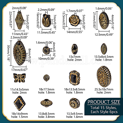 90шт 15 стиля покрытия акриловых бусин OACR-PH0004-25-1