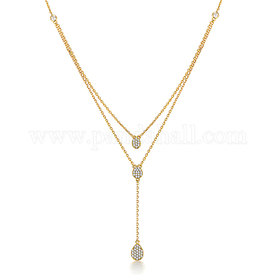 Двухслойные ожерелья-подвески из серебра 925 пробы со стразами и каплями ZY1998-1-1