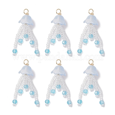 Подвески из стеклянных бусин в виде медуз PALLOY-MZ00707-05-1