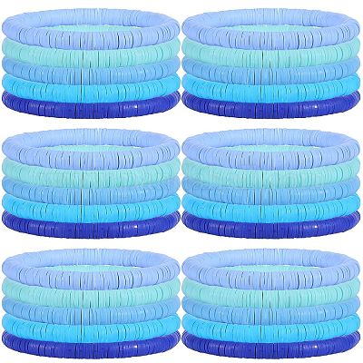 30шт 5 цвета полимерная глина Heishi Surfer стрейч браслеты набор BJEW-SW00135-1