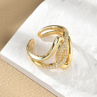 Регулируемые манжетные кольца с микропаве из кубического циркония из латуни RJEW-C130-02G-1