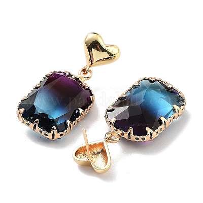 Серьги-гвоздики из латуни в форме сердца и прямоугольника из светлого золота EJEW-Q800-46KCG-1