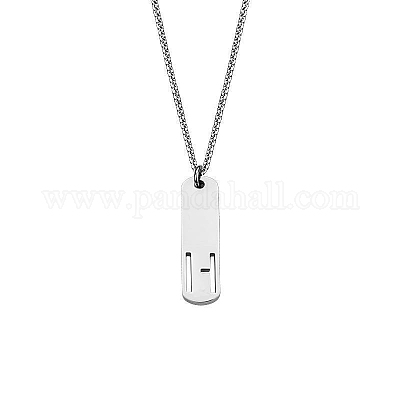 Прямоугольные ожерелья из нержавеющей стали 304 с вырезанными лазером инициалами FS-WG71FEF-12-1