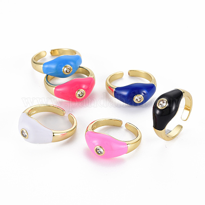 Латунные микро проложить манжеты кольца кубического циркония RJEW-Q165-012-NR-1