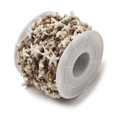 Цепи ручной работы из нержавеющей стали 304 с синтетическим бирюзовым узором в виде морской звезды CHS-L032-13G-03-1