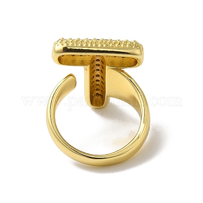 Открытое кольцо-манжета из латуни с надписью микро паве для женщин с прозрачным кубическим цирконием RJEW-N046-03T-G-1