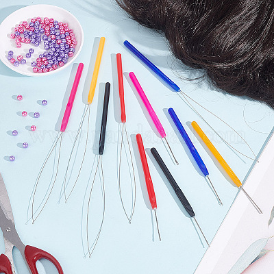 10 шт. 10 пластиковых крючка для вязания и петля для наращивания волос из нержавеющей стали TOOL-UN0001-31-1